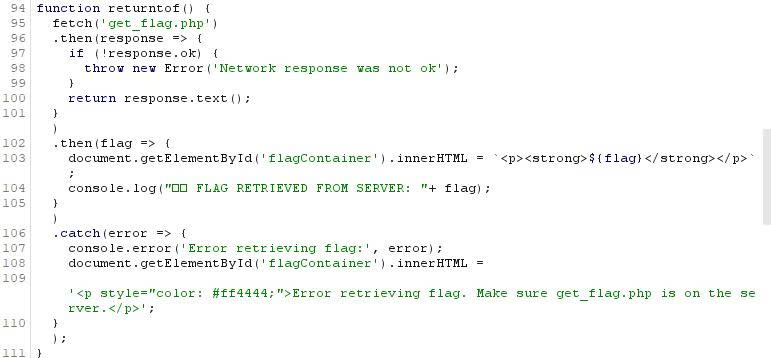 script.js - returntof() fetch get_flag.php