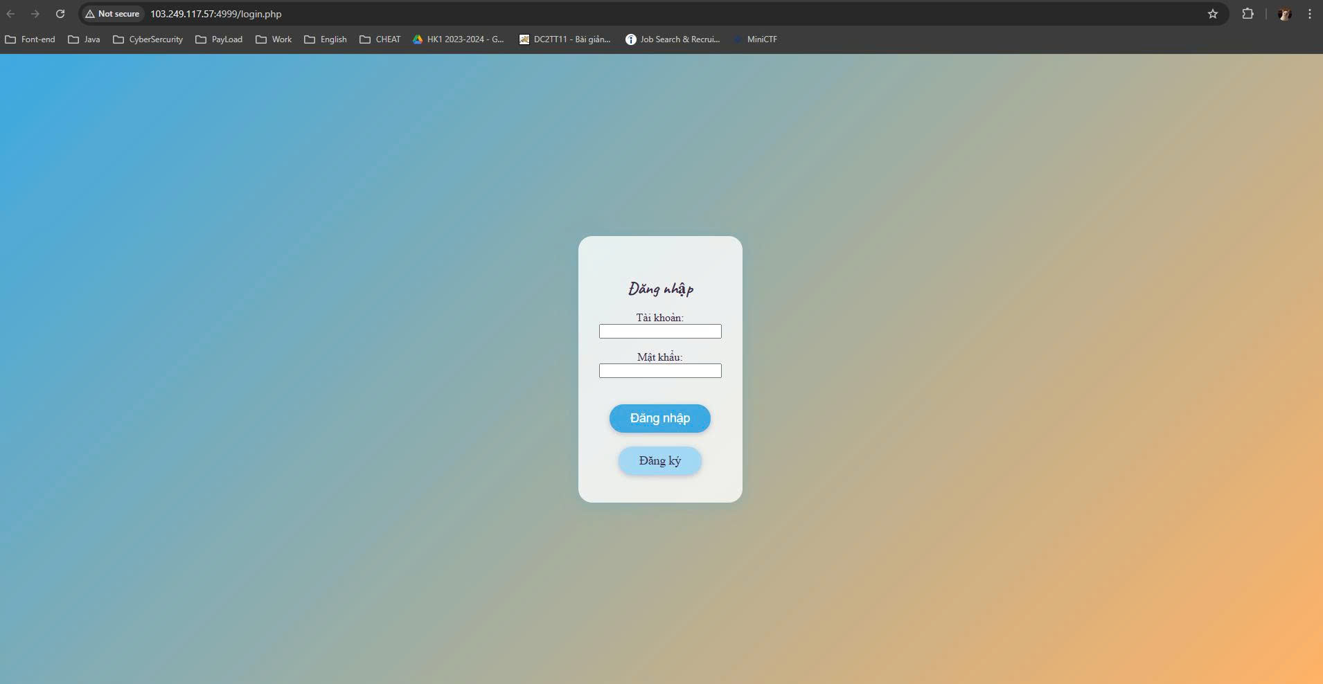 Login page